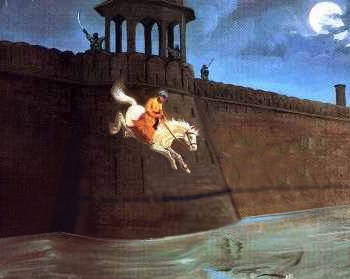 Bhai Bidhi Chand recovering a horse