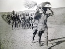 Sikh soldiers marching behind Sri Guru Granth Sahib Ji