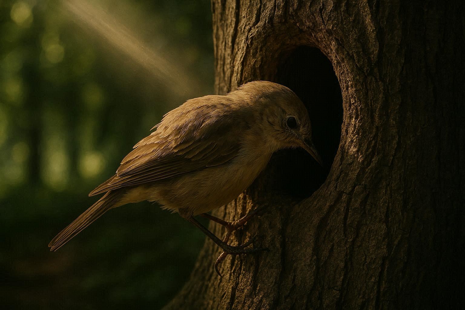 The little bird asking the tree for help
