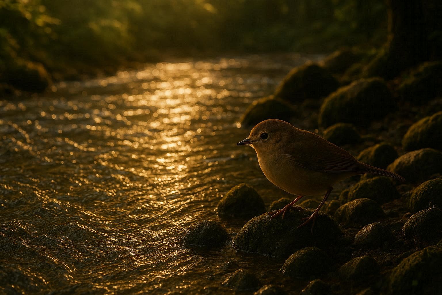 The little bird asking the river for help