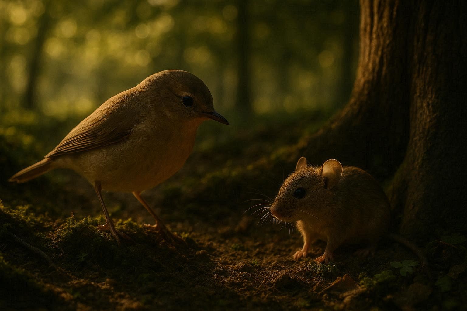 The little bird asking the mouse for help