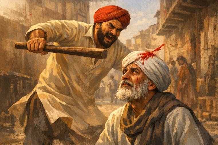 Fueled by pride and rage, the husband attacked the fakir