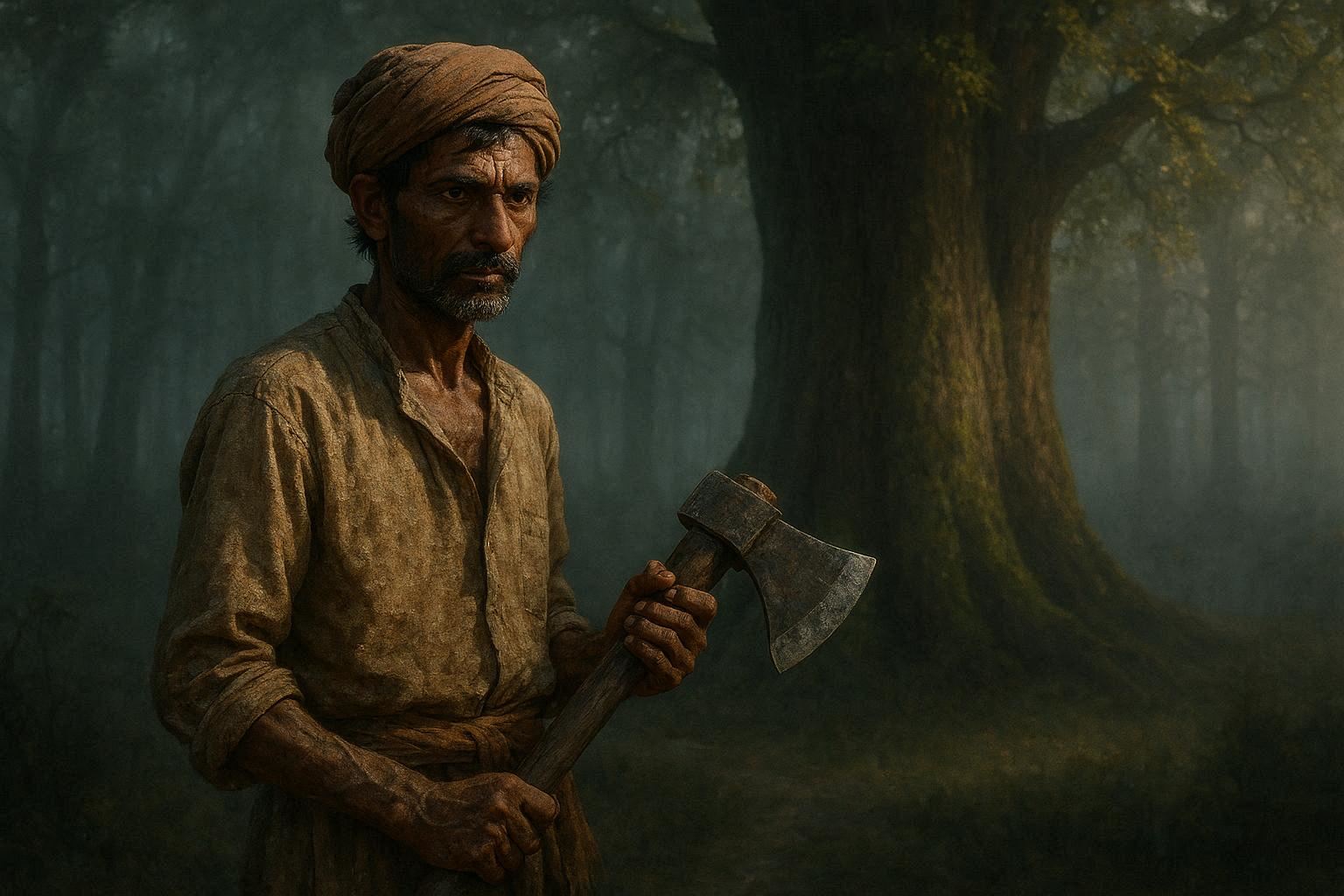 The woodcutter meets the tree that spoke