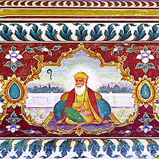 Fresco of Guru Nanak at Sri Goindwal Sahib