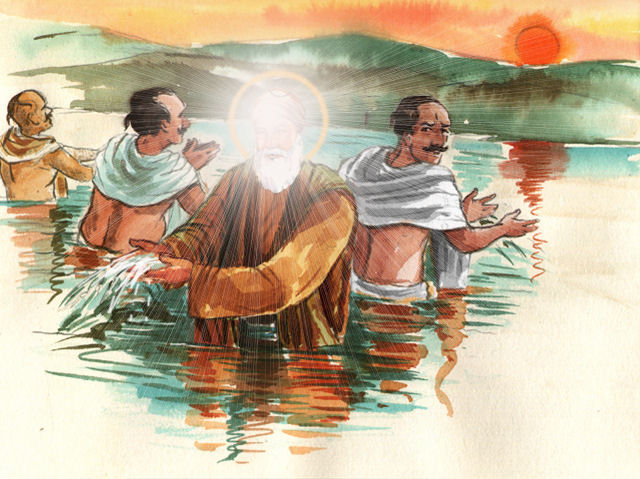 Guru Nanak Throwing Water