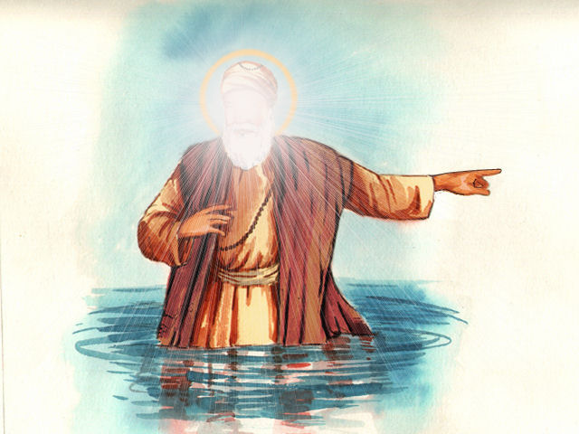 Guru Nanak Throwing Water